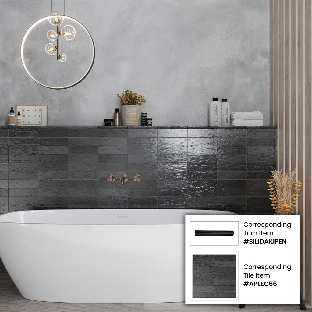Black 2.5 in. x 8 in. Polished and Honed Ceramic Subway Mosaic Tile (50 Cases, 269 sqft/Pallet)