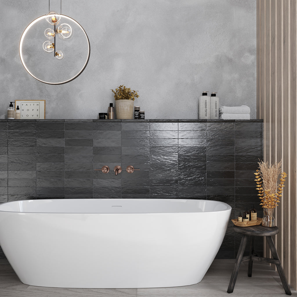 Black 2.5 in. x 8 in. Polished and Honed Ceramic Subway Mosaic Tile (50 Cases, 269 sqft/Pallet)