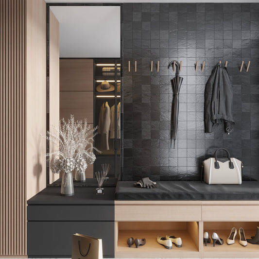 Black 4x4 Glossy Matte Subway Ceramic Tile (50 pack, 5.38 sq ft/case) - Sample