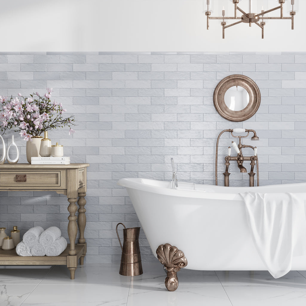 Apollo Tile (Sample) Chateau Purple 4-in x 4-in Glossy Ceramic Marble Look Floor and Wall Tile