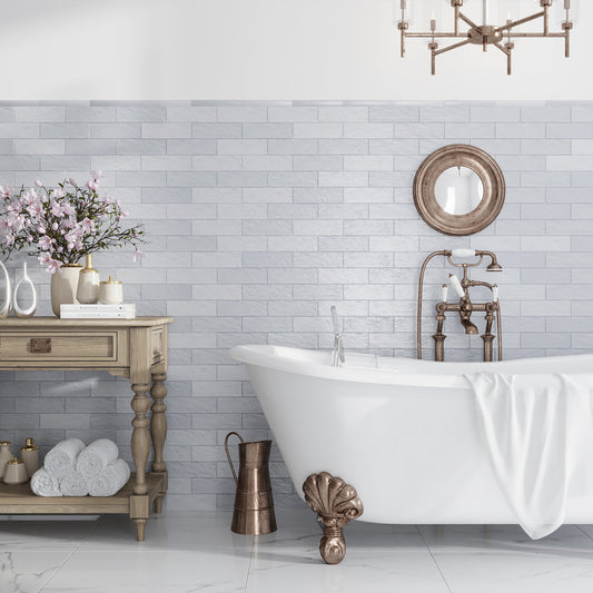 Gray 2.5x8 Glossy Matte Subway Ceramic Tile (38 pack, 5.38 sq ft/case) - Sample