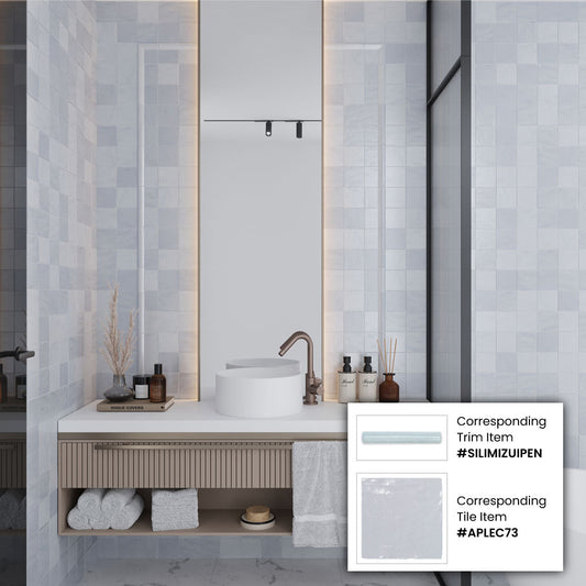 Gray 1.25x8 Matte Glossy Ceramic Bullnose Tile Trim (10 pack, 0.667 sq ft/case) - Sample