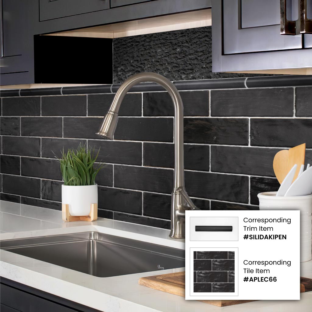 2X8 Black Tile