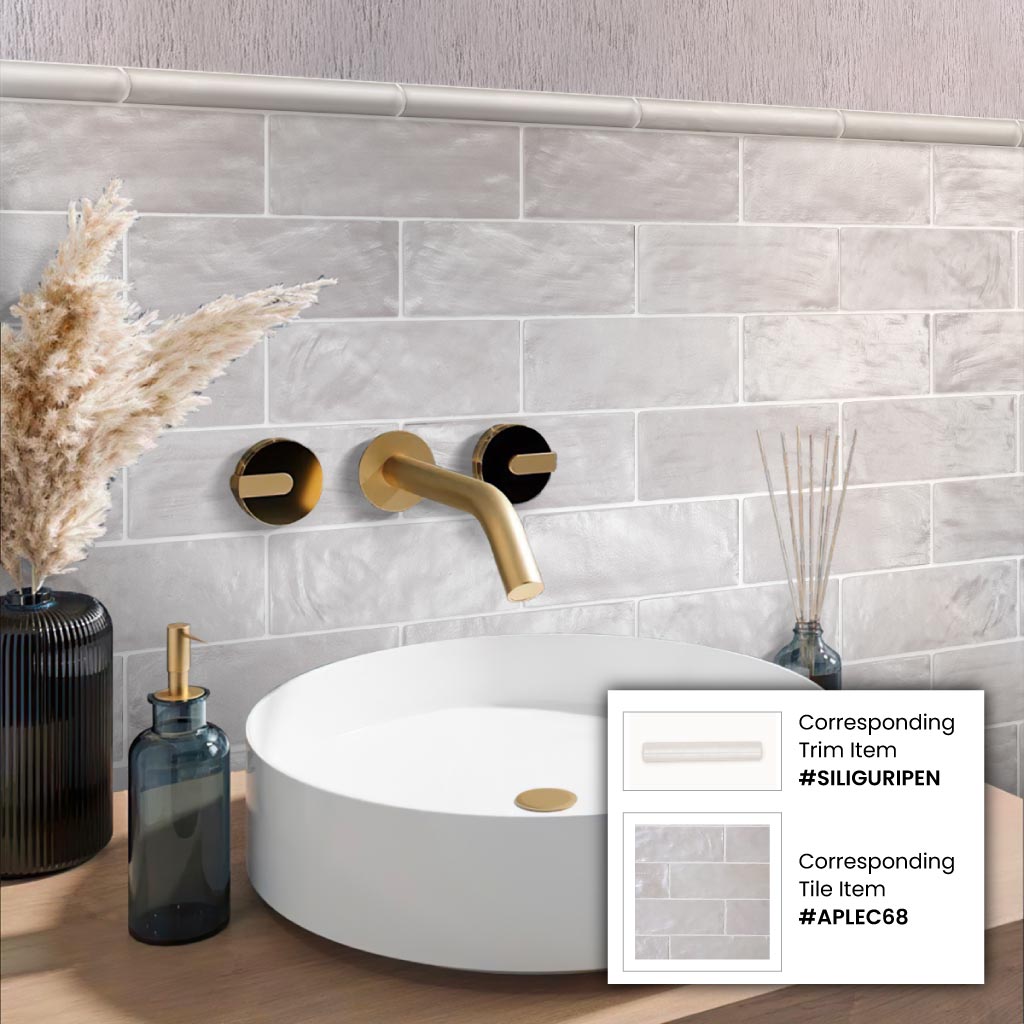 38 pack Cloud Gray 2.5 in. x 8 in. Polished and Honed Ceramic Subway Mosaic Tile (5.38 sq ft/case) - Sample