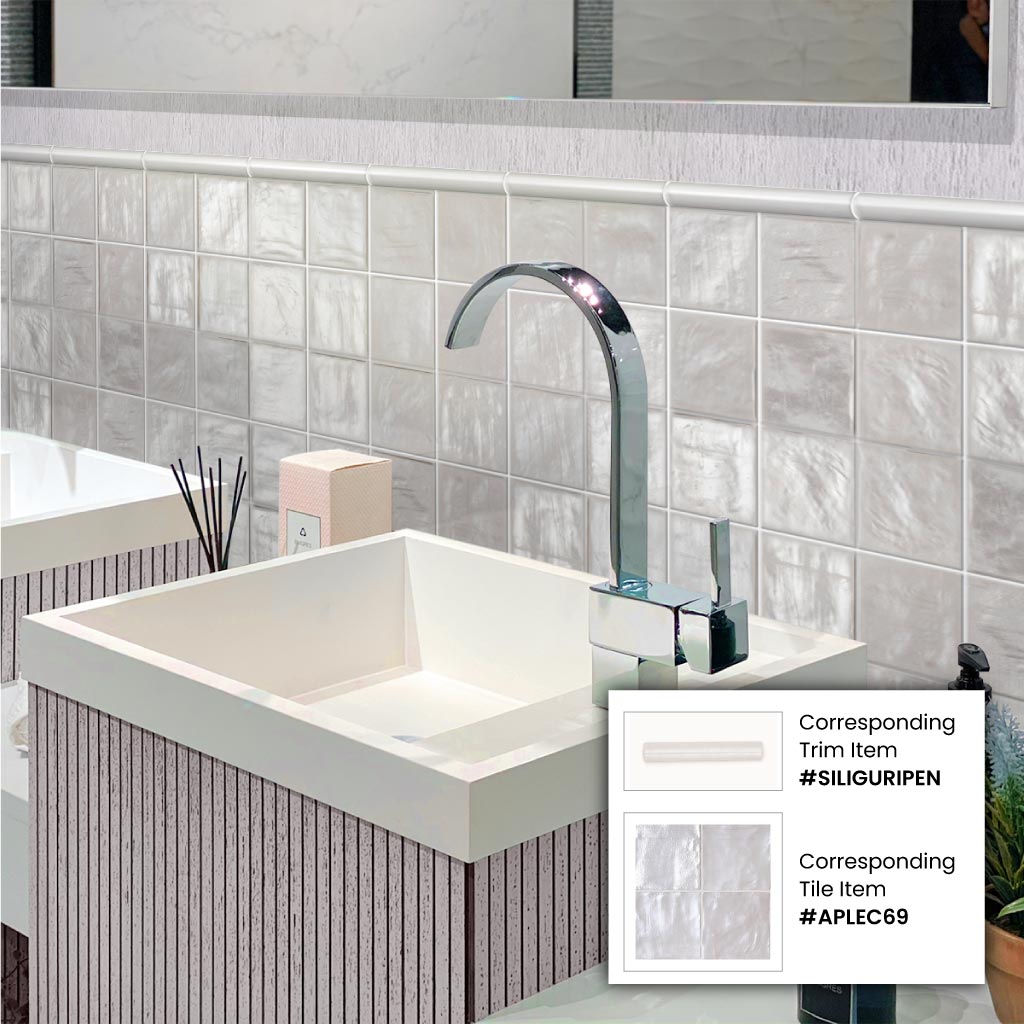 Cloud Gray 4x4 Glossy Matte Subway Ceramic Tile (50 pack, 5.38 sq ft/case) - Sample