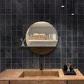 black glossy matte 4x4 ceramic square tiles on bathroom wall