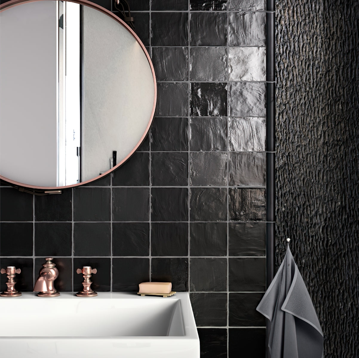 4x4 Black Honed Tile