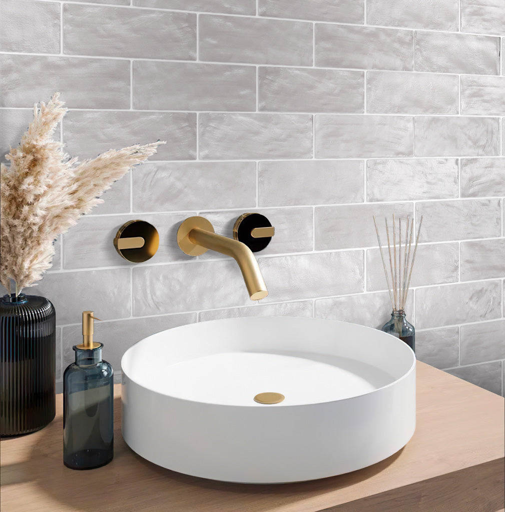 38 pack Cloud Gray 2.5 in. x 8 in. Polished and Honed Ceramic Subway Mosaic Tile (5.38 sq ft/case) - Sample