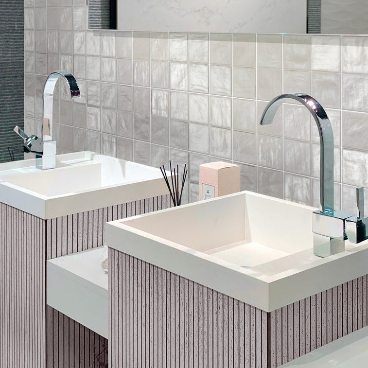 Cloud Gray 4x4 Glossy Matte Subway Ceramic Tile (50 pack, 5.38 sq ft/case) - Sample