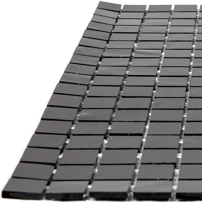 Black 12x12 Glossy Uniform Square Glass Mosaic Tile (20 pack, 18.69 sq ft/case) - Sample