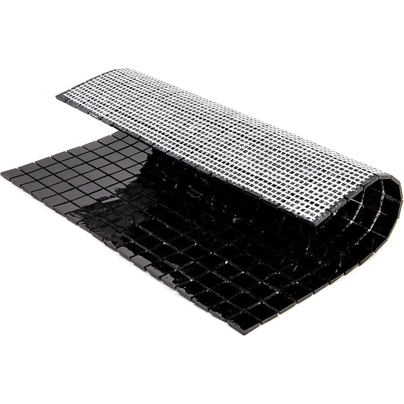Black 12x12 Glossy Uniform Square Glass Mosaic Tile (20 pack, 18.69 sq ft/case) - Sample