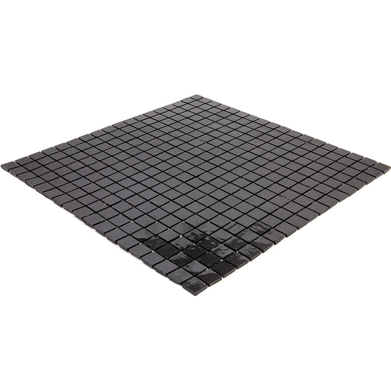Black 12x12 Glossy Uniform Square Glass Mosaic Tile (20 pack, 18.69 sq ft/case) - Sample