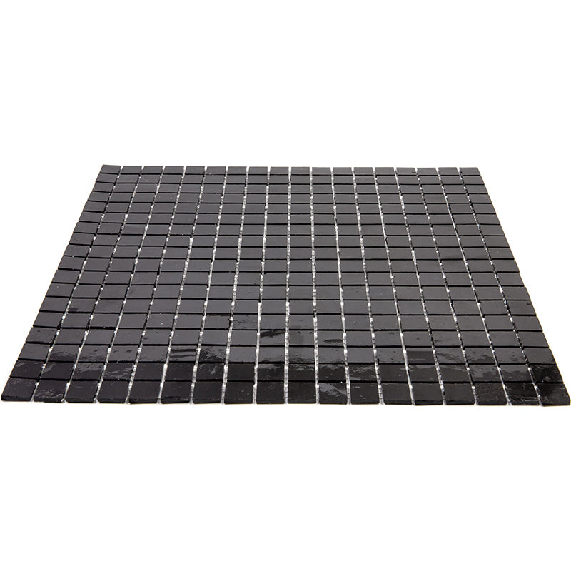 Black 12x12 Glossy Uniform Square Glass Mosaic Tile (20 pack, 18.69 sq ft/case) - Sample