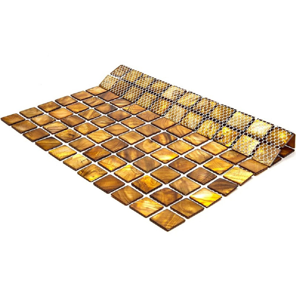 20 pack Light Bronze 12 in. x 12 in. Square Polished Natural Shell Mosaic Tile (20 sq ft/case) - Sample
