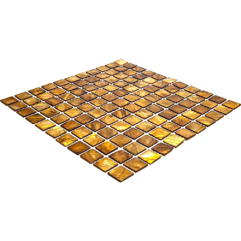 20 pack Light Bronze 12 in. x 12 in. Square Polished Natural Shell Mosaic Tile (20 sq ft/case) - Sample