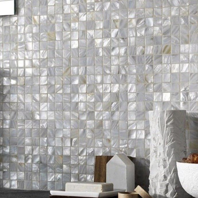 Shell White 12x12 Square Polished Shell Mother of Pearl Mosaic Tile (20 pack, 20 sq ft/case) - Sample