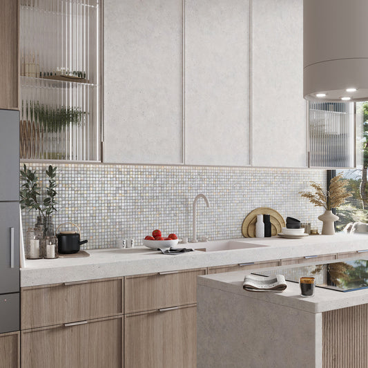 Shell White 12x12 Square Polished Shell Mother of Pearl Mosaic Tile (20 pack, 20 sq ft/case) - Sample