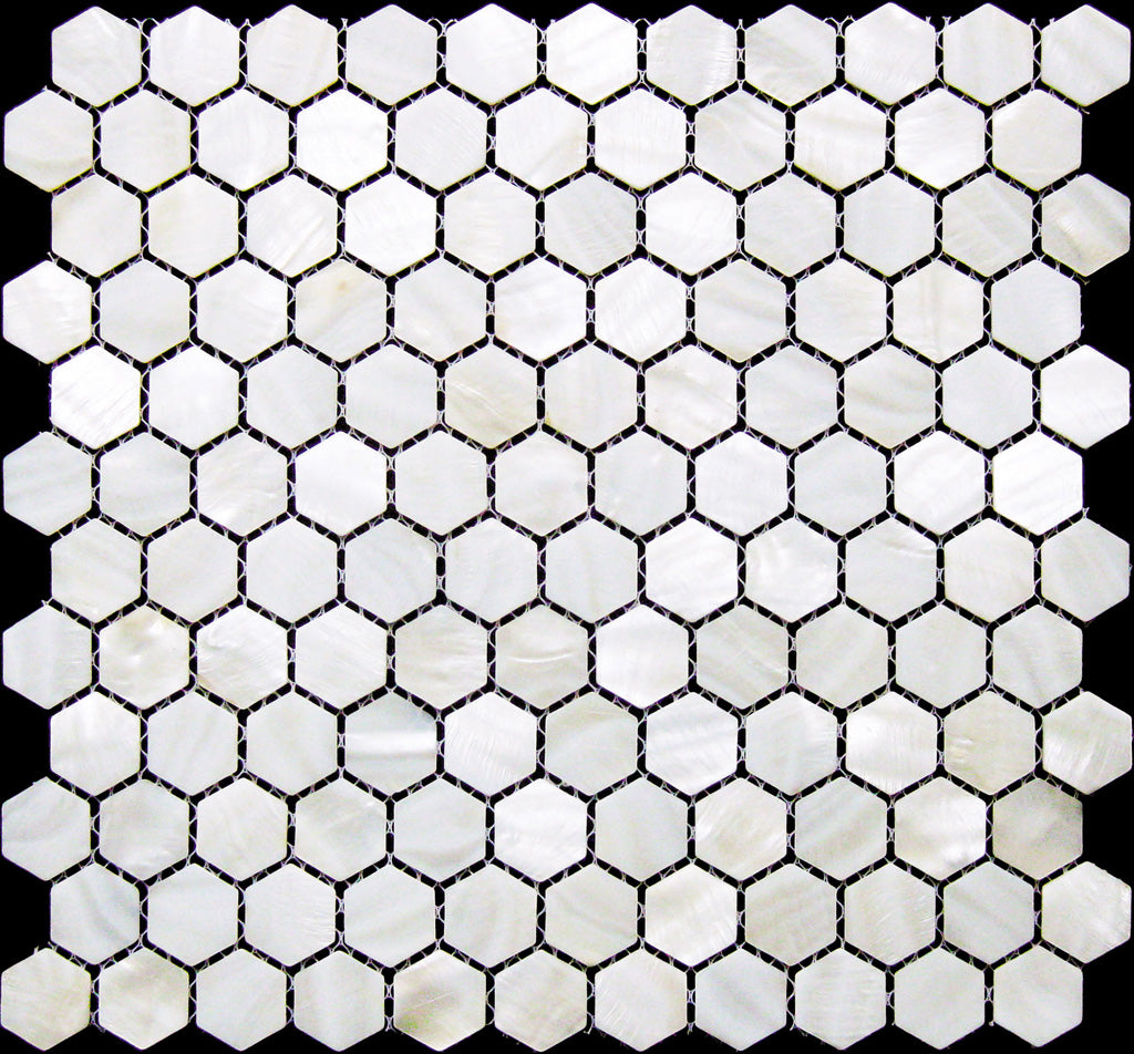 しふぉん Chiffon White 12x12 Polished Hexagon Shell Mother of Pearl Mosaic