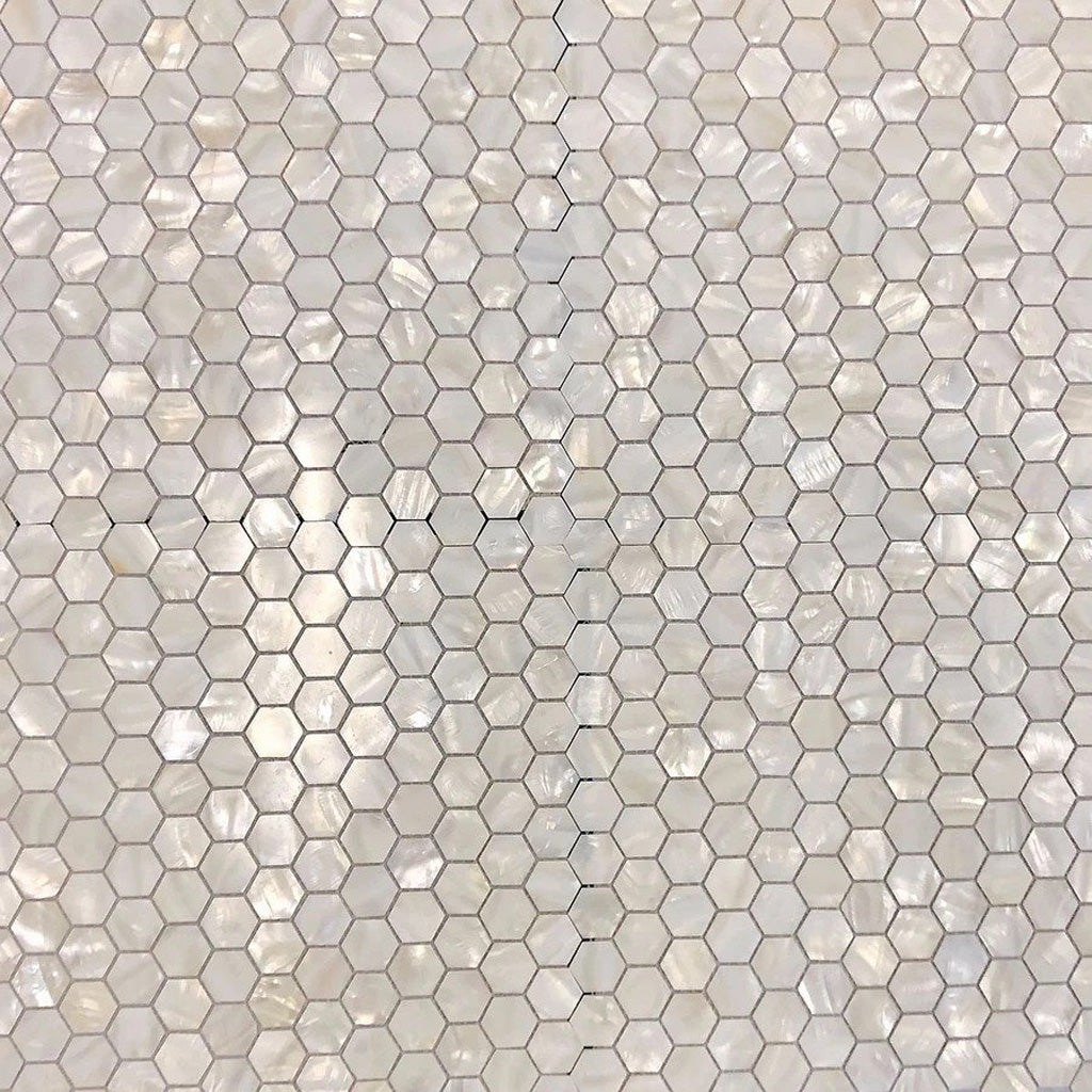 しふぉん Chiffon White 12x12 Polished Hexagon Shell Mother of Pearl Mosaic