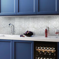 polished white mother of pearl square mosaic tile backsplash with 11x11 inch tiles