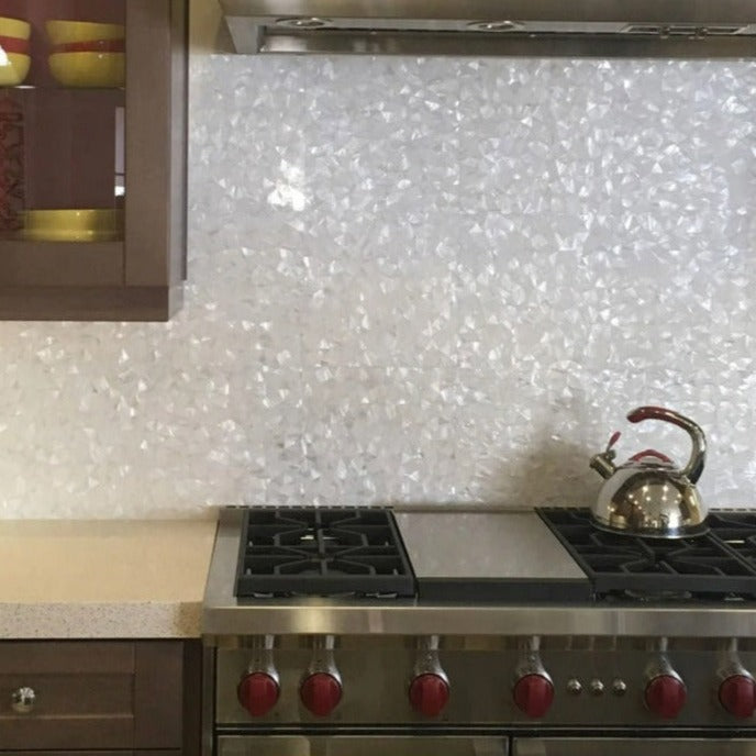 Shell White 12x12 Polished Multi-shaped Shell Mother of Pearl Mosaic Tile (20 pack, 19.34 sq ft/case) - Sample