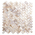 Sample - White Beige 11x11 Polished Herringbone Shell Mother of Pearl Mosaic Tile (20 pack, 16.19 sq ft/case)