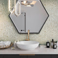 Polished 12x12 square shell mother of pearl mosaic wall tile in shell white for bathroom backsplash