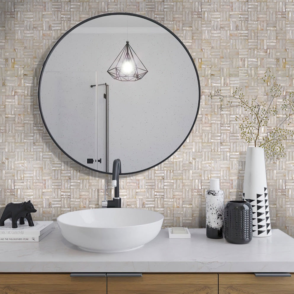 Shell White 12x12 Brick Polished Shell Mother of Pearl Mosaic Tile (20 pack, 19.34 sq ft/case) - Sample