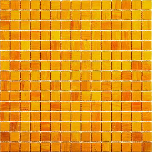Sample-Honey Orange 12x12 Glossy Uniform Square Glass Mosaic Tile (20 pack, 20 sq ft/case)