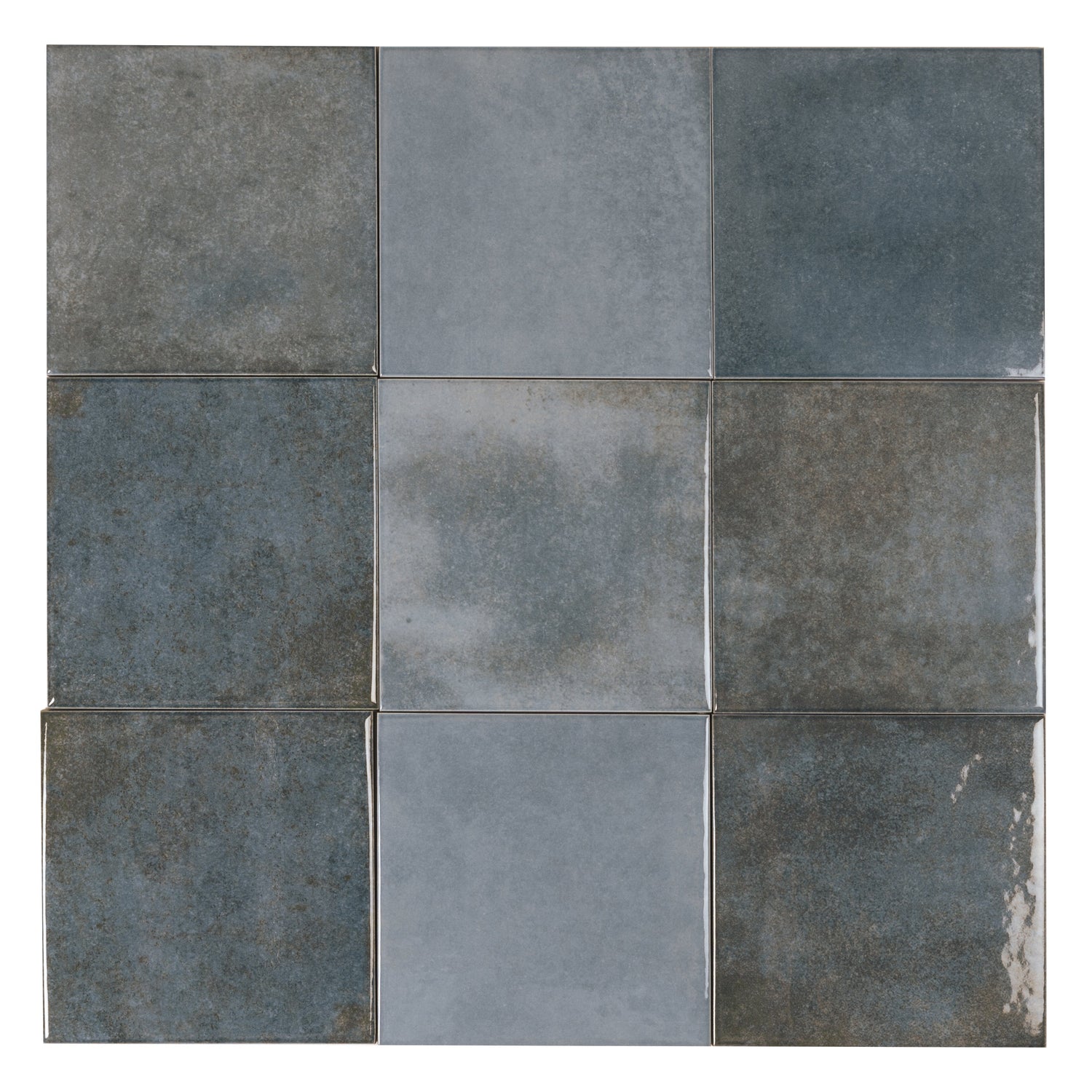 Zahara 6x6 Slate Blue Porcelain Zellige Square Wall and Floor Tile (22 Pack, 5.38 sq ft/case) - Sample
