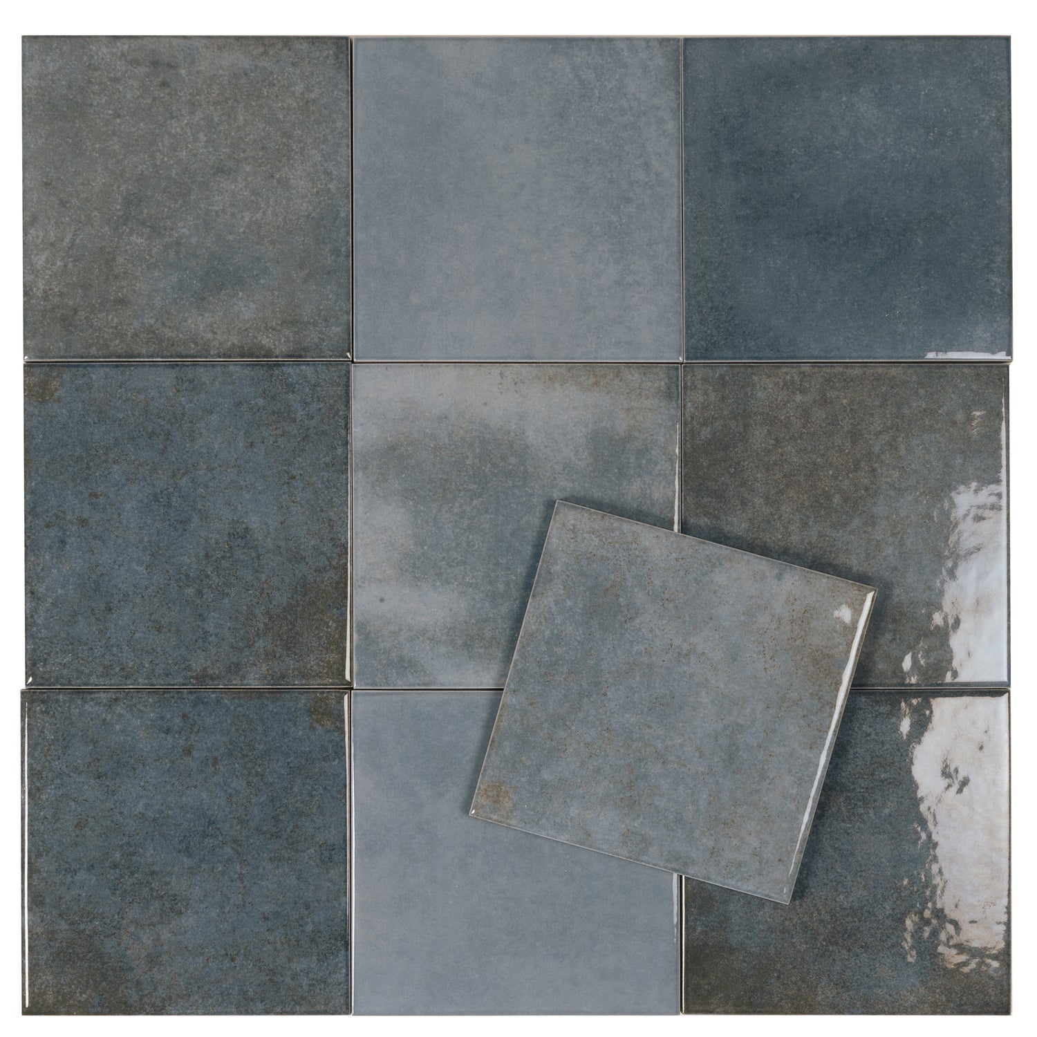 Zahara 6x6 Slate Blue Porcelain Zellige Square Wall and Floor Tile (22 Pack, 5.38 sq ft/case)