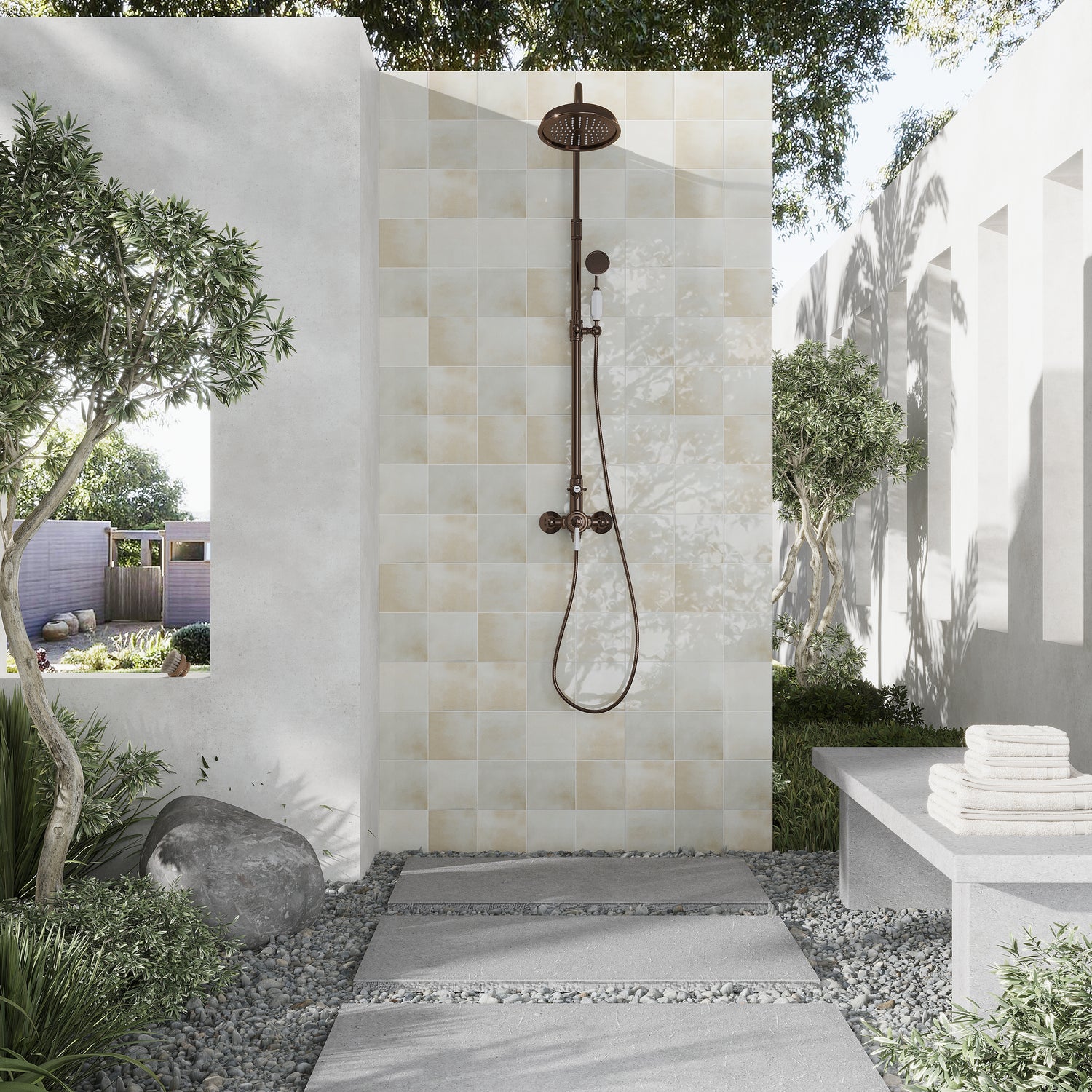 Creamy off-white 6x6 Glossy Zellige Square Porcelain Tile (22 pack, 5.38 sq ft/case)