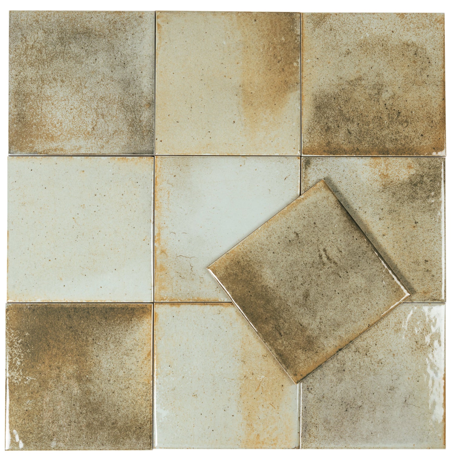 Zahara 6x6 Celadon Green Porcelain Zellige Square Wall and Floor Tile (22 Pack, 5.38 sq ft/case) - Sample