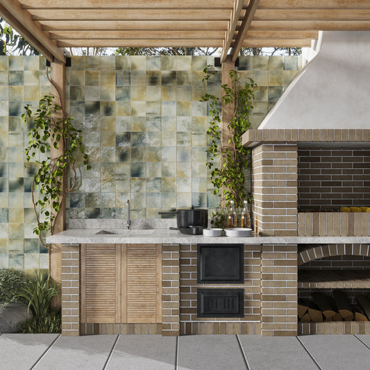 Celadon Green 6x6 Glossy Zellige Square Porcelain Tile (22 pack, 5.38 sq ft/case)