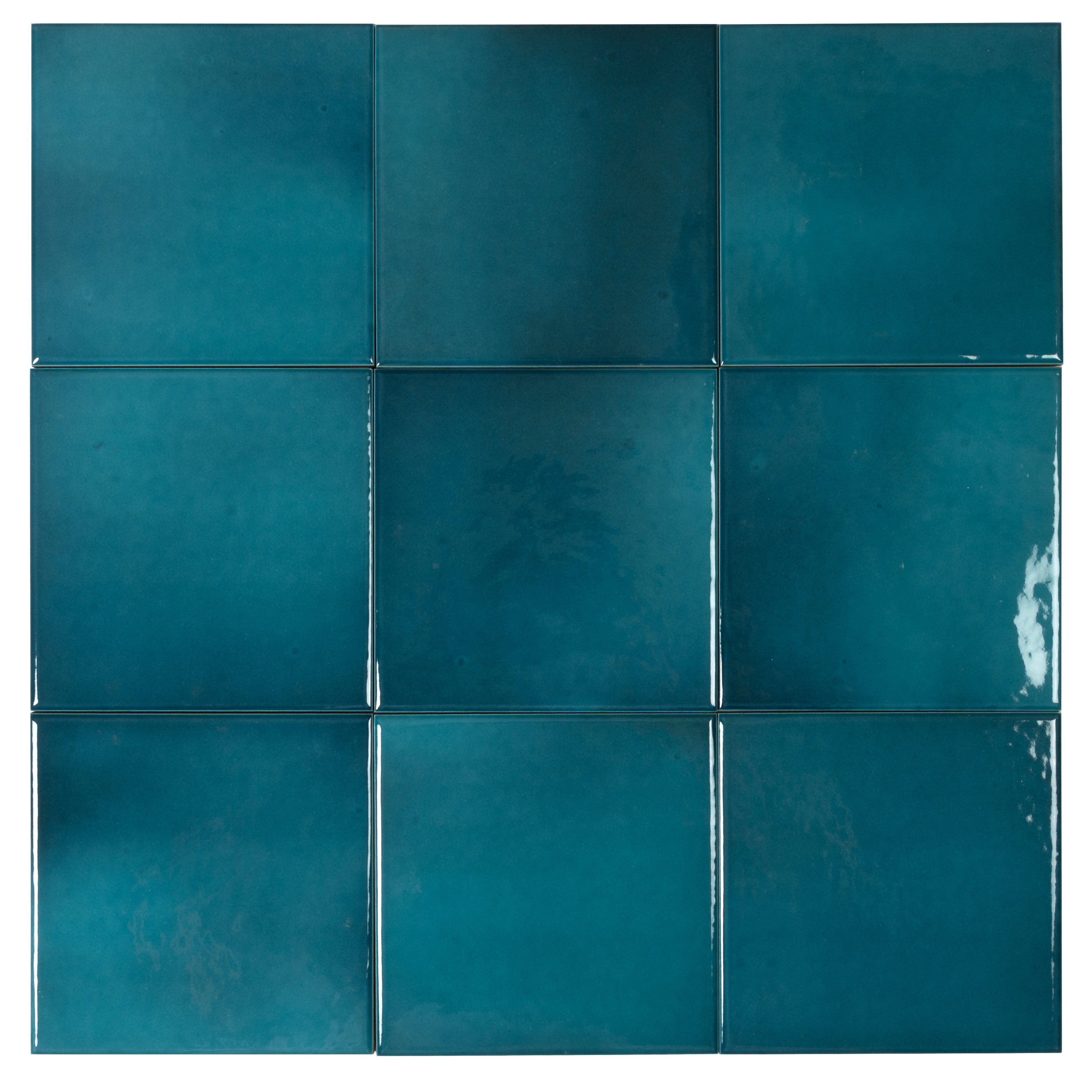 Tropical Teal 6x6 Glossy Zellige Square Porcelain Tile (22 pack