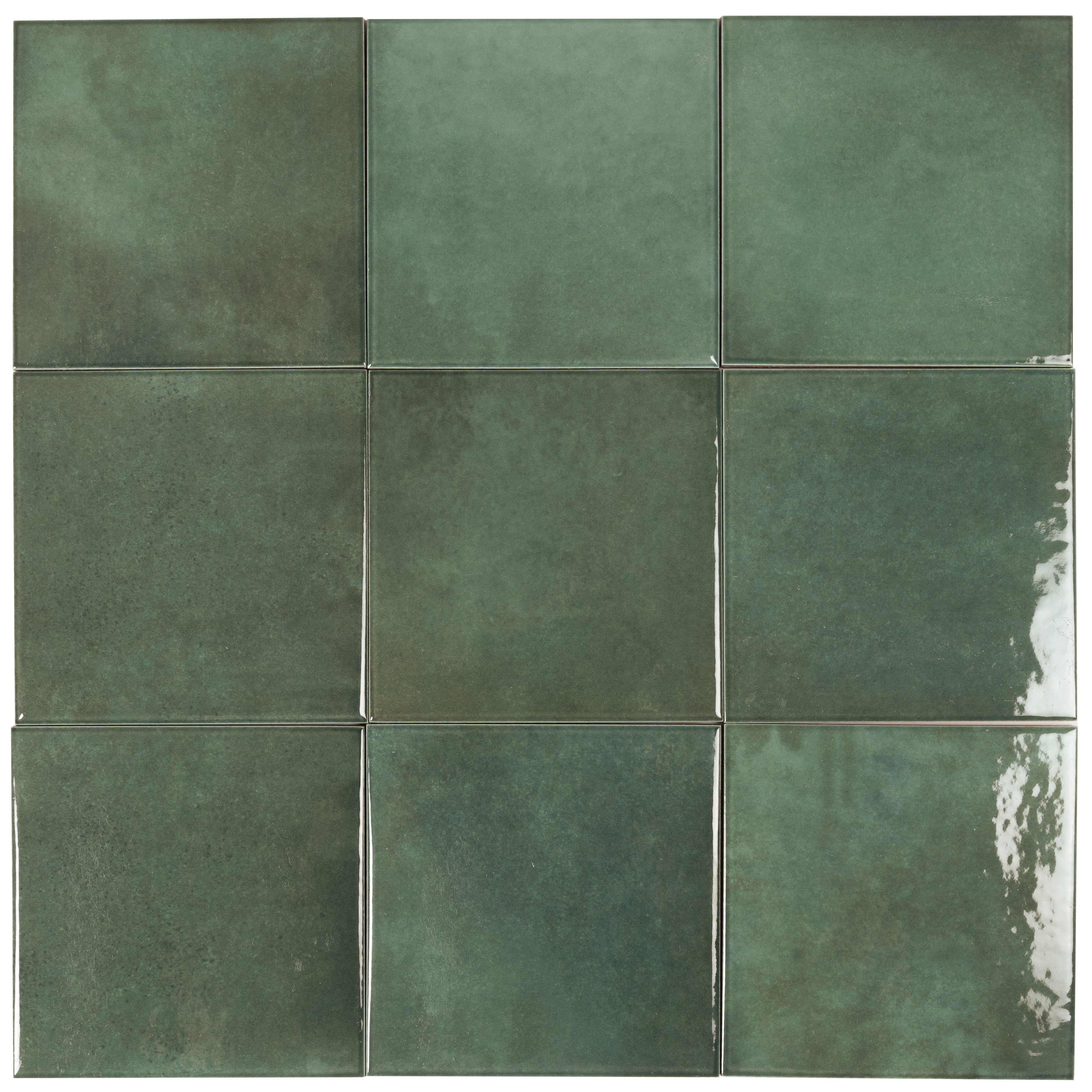 Moss Green 6x6 Glossy Zellige Square Porcelain Tile (22 pack, 5.38