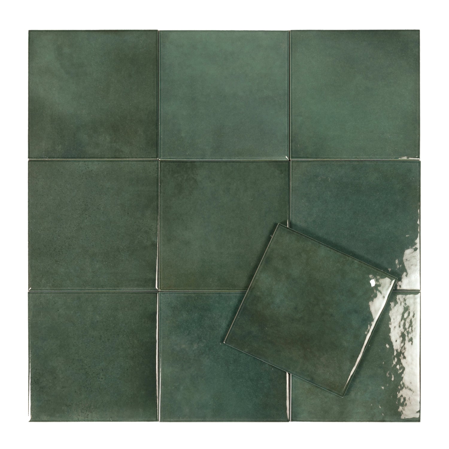 Zahara 6x6 Moss Green Porcelain Zellige Square Wall and Floor Tile (22 Pack, 5.38 sq ft/case) - Sample
