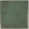 Glossy moss green square porcelain zellige 6x6 tile with subtle texture