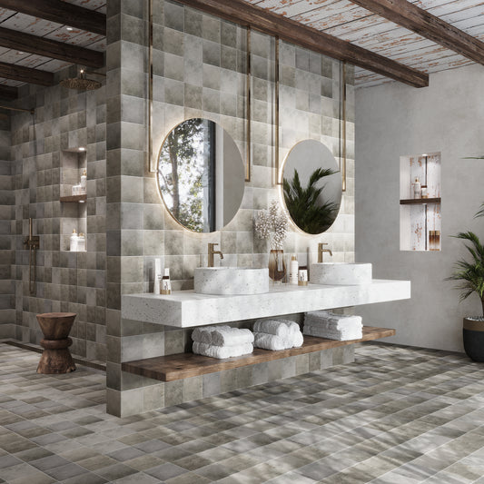 Cool Gray 6x6 Matte Zellige Square Porcelain Tile (22 pack, 5.38 sq ft/case)