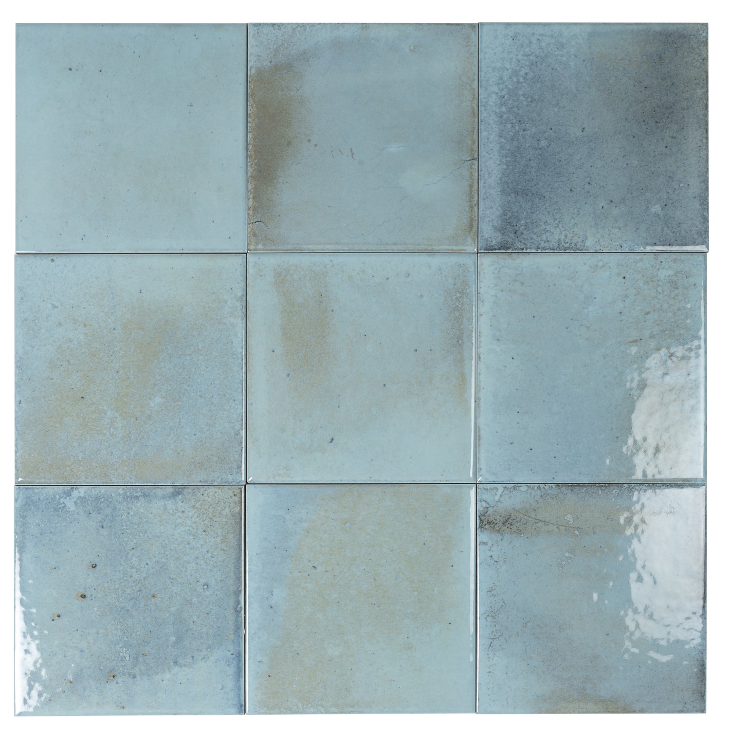 Zahara 6x6 Sky Blue Porcelain Zellige Square Wall and Floor Tile (22 Pack, 5.38 sq ft/case)