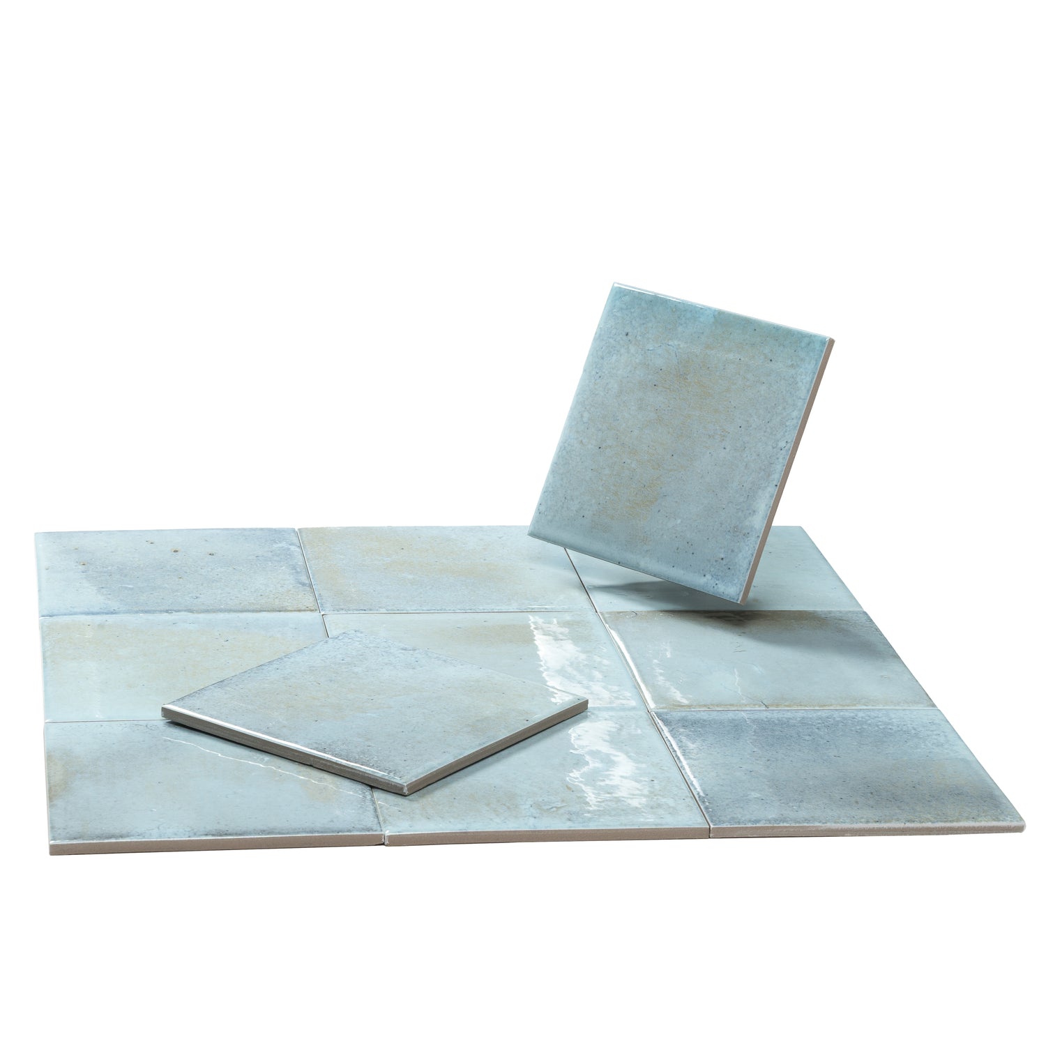 Zahara 6x6 Sky Blue Porcelain Zellige Square Wall and Floor Tile (22 Pack, 5.38 sq ft/case)