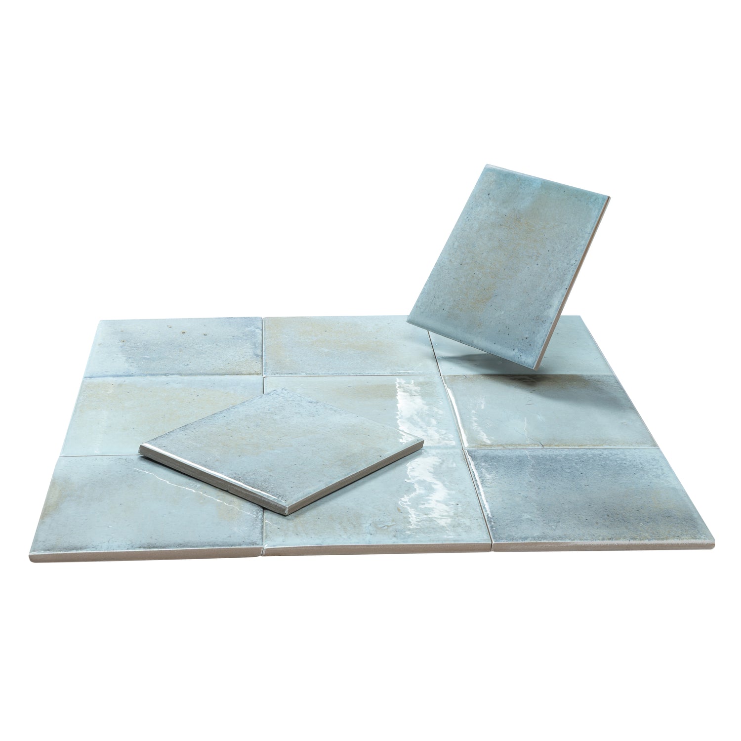 Zahara 6x6 Sky Blue Porcelain Zellige Square Wall and Floor Tile (22 Pack, 5.38 sq ft/case)