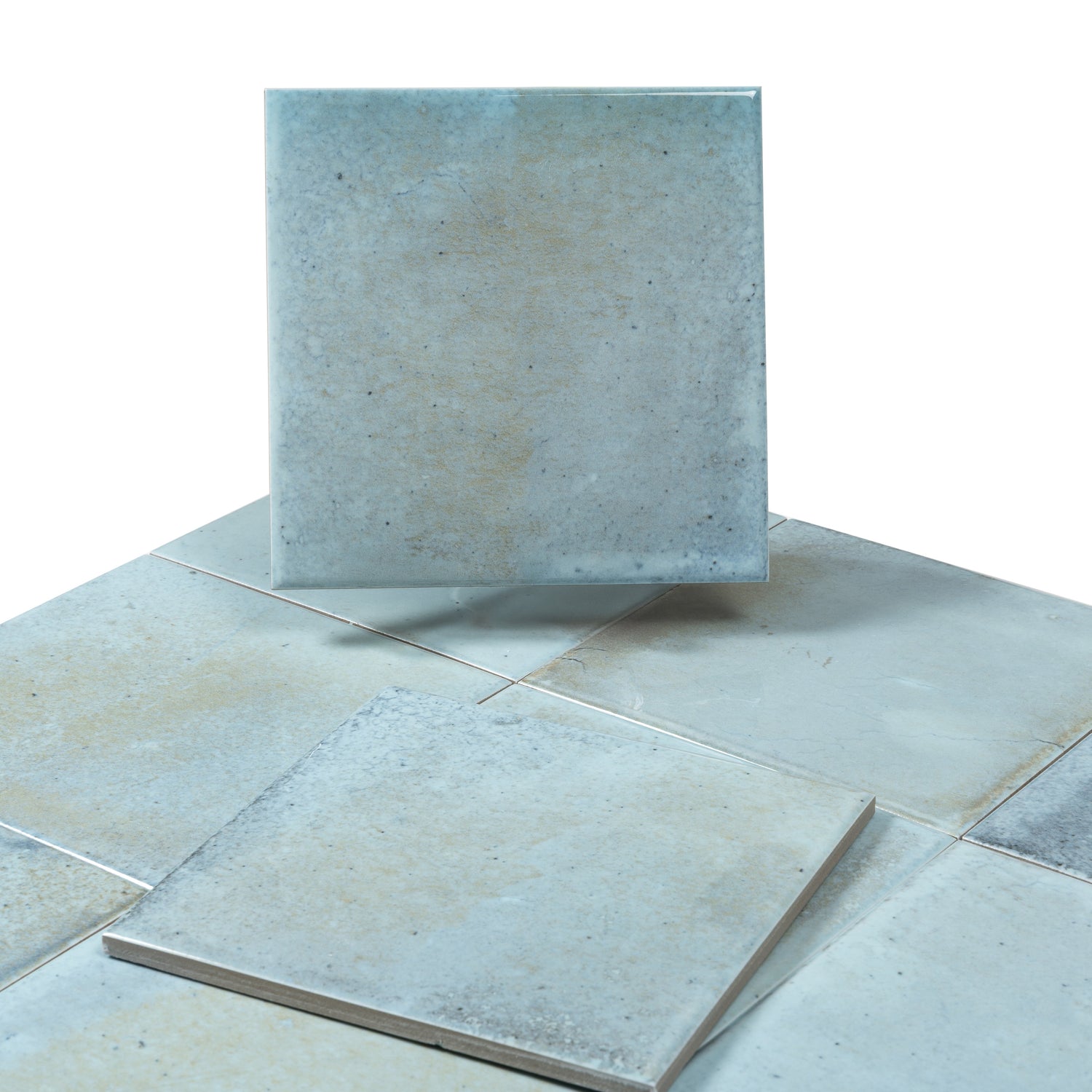 Zahara 6x6 Sky Blue Porcelain Zellige Square Wall and Floor Tile (22 Pack, 5.38 sq ft/case) - Sample