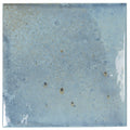Glossy sky blue 6x6 porcelain zellige square tile with speckled texture for wall and floor use
