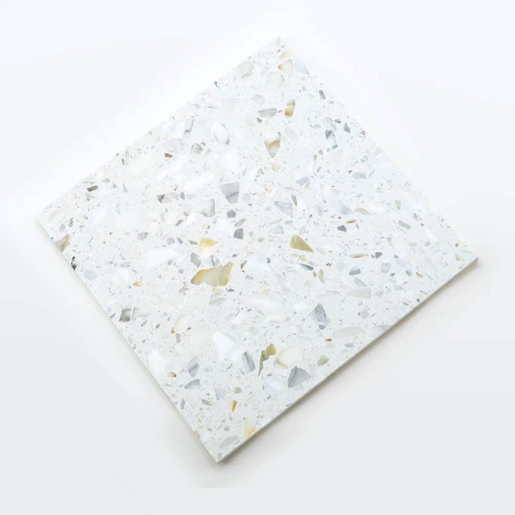 Terraforma 23.62 in. x 23.62 in. Honed White Gold Terrazzo Large Format Wall and Floor Tile (7.75 sq ft/case) - 2 Pack