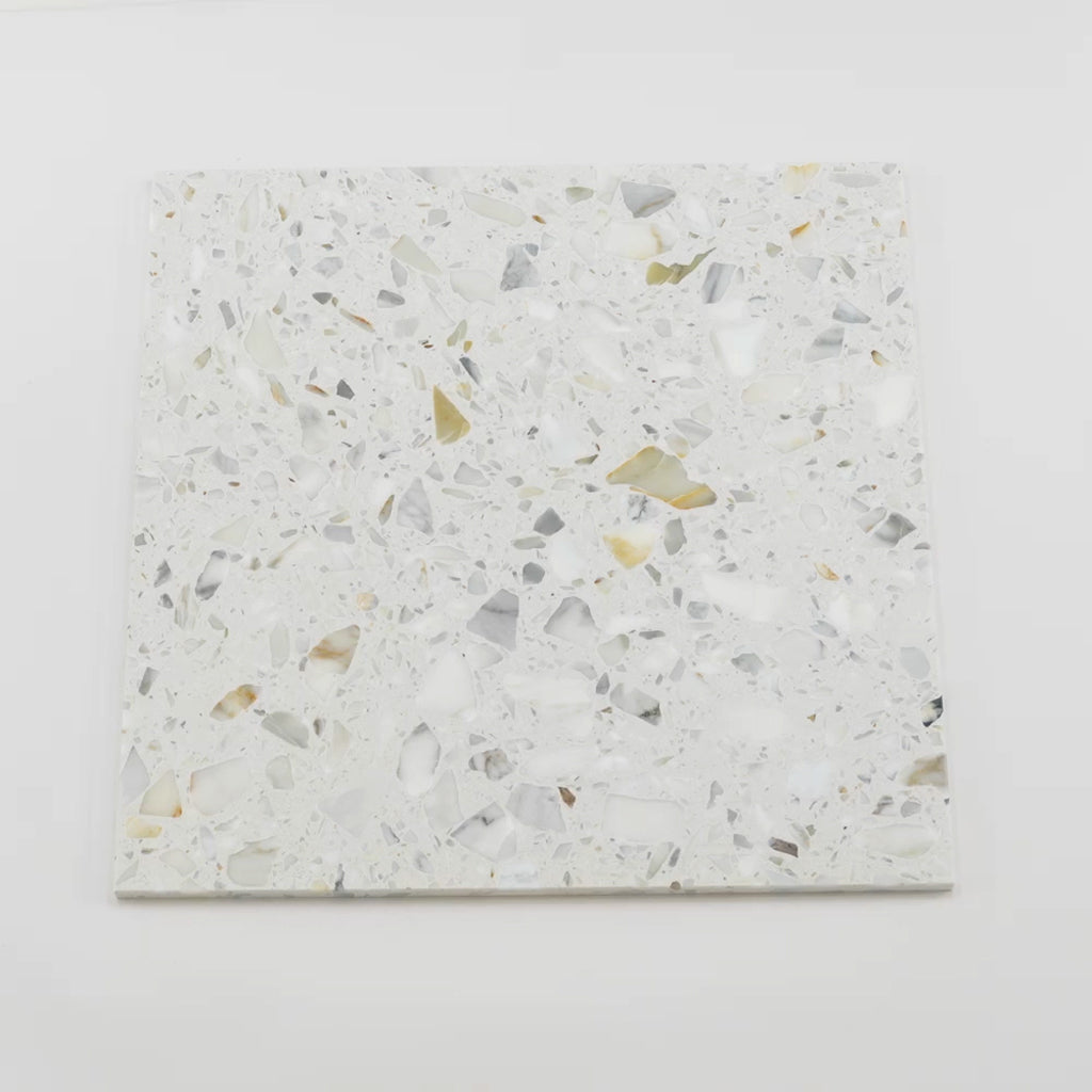 Terraforma 23.62 in. x 23.62 in. Honed White Gold Terrazzo Large Format Wall and Floor Tile (7.75 sq ft/case) - 2 Pack