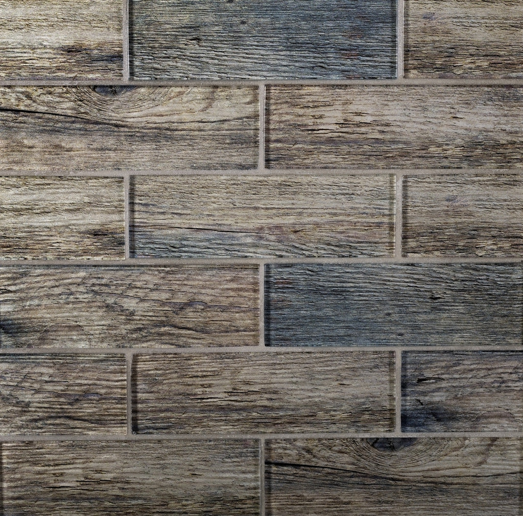 Apollo Tile Blue Brown 11.8 in. x 11.8 in. Polished Glass Subway Mosaic Tile (4.83 Sq. ft./Case), image size:1024x1012