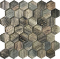 Sample - Wooden Brown 12x12 Glossy Hexagon Glass Mosaic Tile (5 pack, 4.83 sq ft/case)
