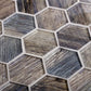 Wooden Brown 12x12 Glossy Hexagon Glass Mosaic Tile (5 pack, 4.83 sq ft/case) - Sample