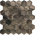 Sample - Brown 12x12 Glossy Hexagon Glass Mosaic Tile (5 pack, 4.83 sq ft/case)
